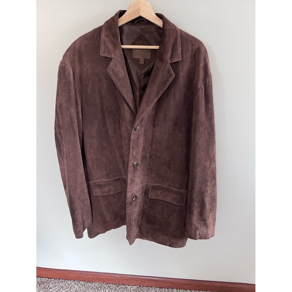 Pendleton Mens Brown Suede Leather Blazer Jacket 3-Button XXL RN 29685